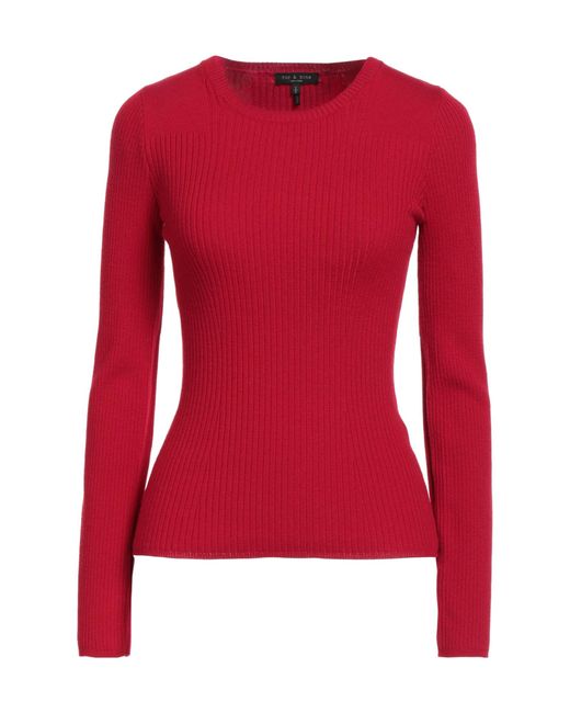 Rag & Bone Red Lightweight Crew Neck Long-Sleeve Knit Sweater