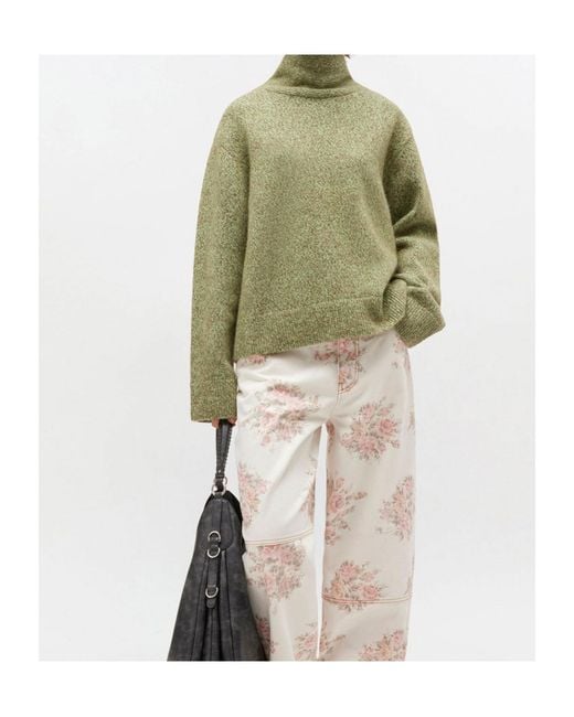 Ganni Green Open-Back Sweater