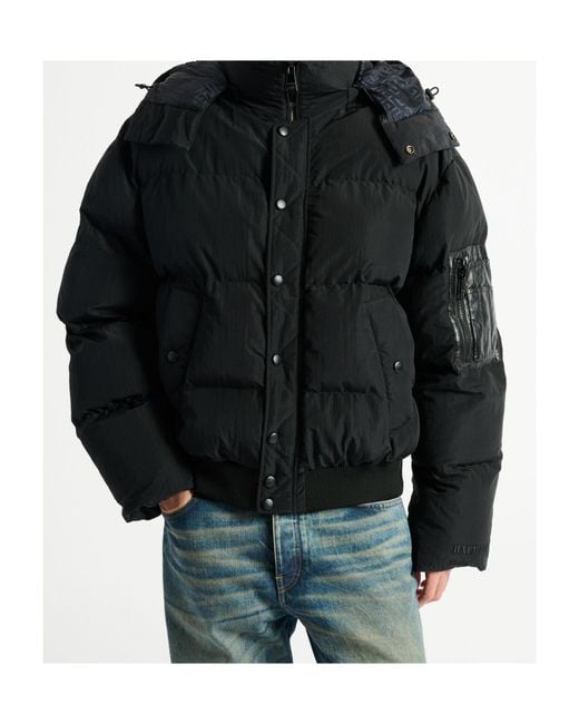 Balmain Black Detachable Hood Down Jacket for men