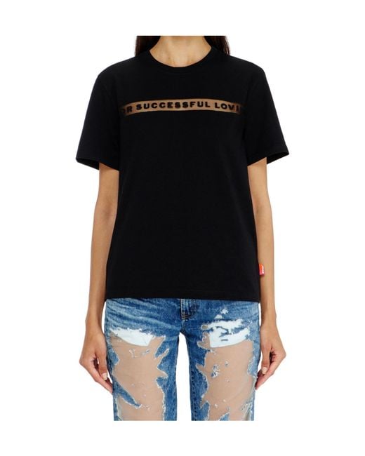 DIESEL Black X Tinder Logo-Print Sheer-Panel T-Shirt for men