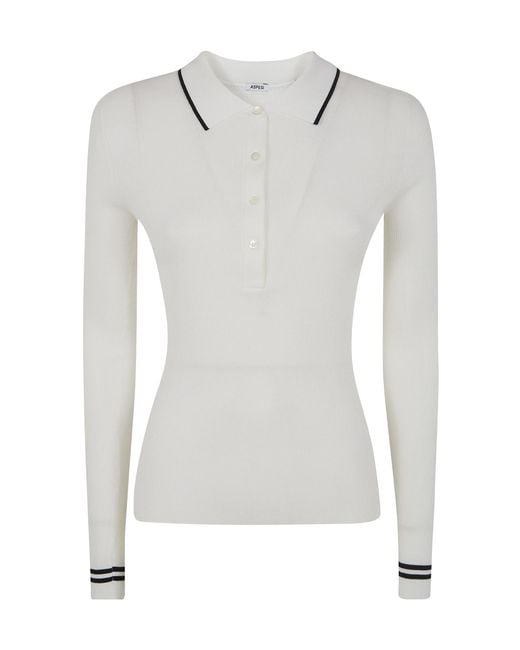 Aspesi Gray Ribbed Polo Shirt