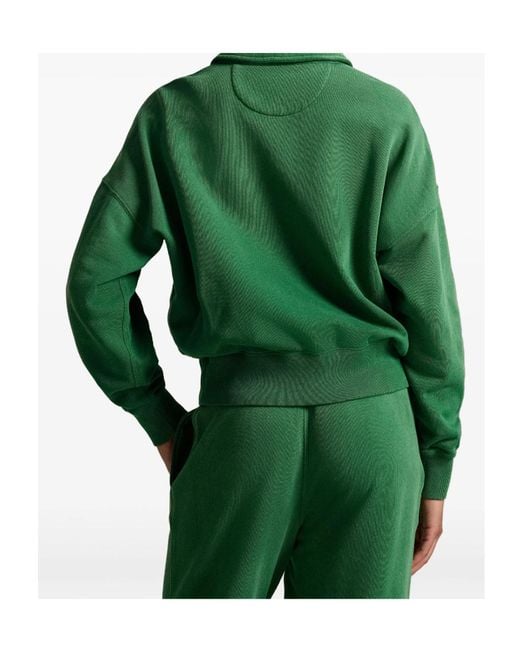 Polo Ralph Lauren Green Polo Pony Embroidered Quarter-Zip Sweatshirt