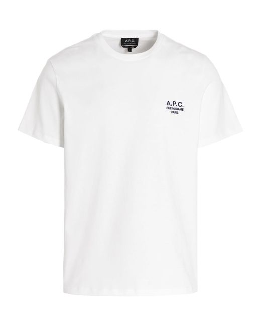 A.P.C. White Logo Embroidered Crewneck T-Shirt for men