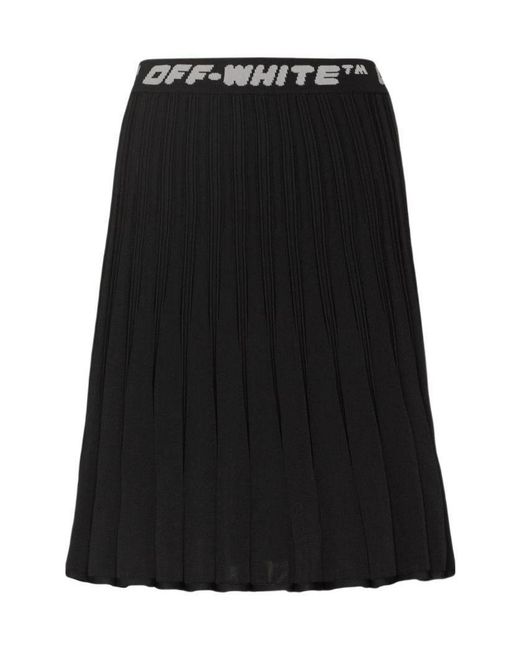 Off-White c/o Virgil Abloh Black Logo Band Pleated Skirt