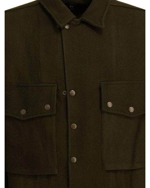 Needles Green Buttoned Overshirt Jacket for men