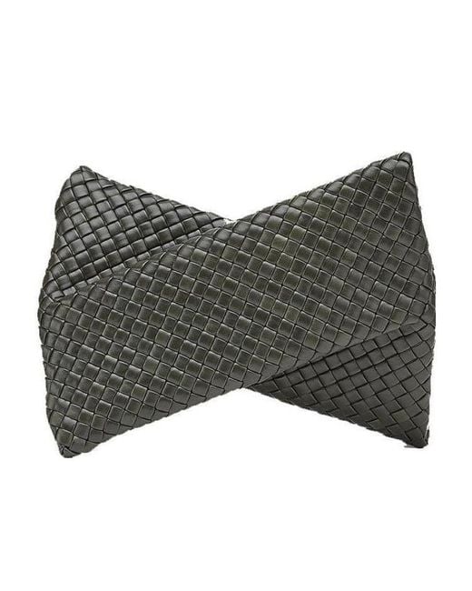 Bottega Veneta Gray Intrecciato Leather Clutch