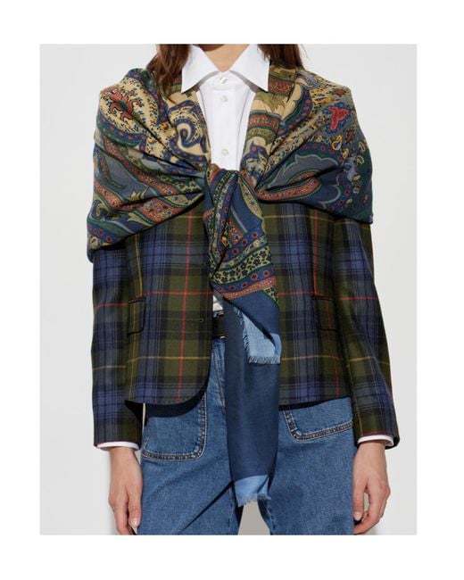 Etro Blue Patterned Scarf