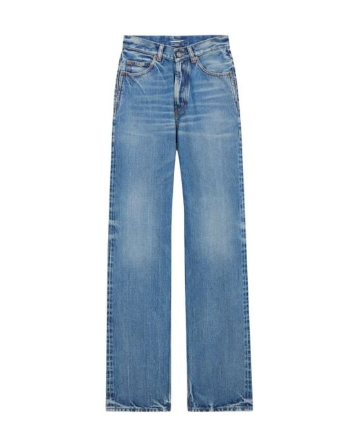 Saint Laurent Blue V-Waist Long Baggy Jeans