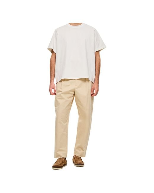 Marni Natural Pleated Tapered Leg Gabardine Trousers for men