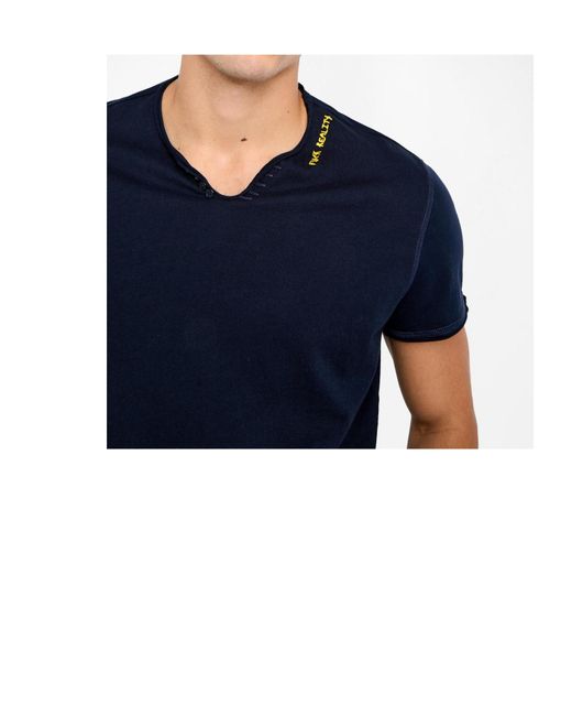 Zadig & Voltaire Blue Monsatir Henley Short-Sleeve T-Shirt for men