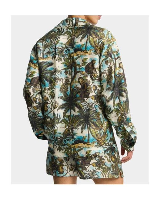 DSquared² Green Monkey Printed Notch Collar Shirt for men