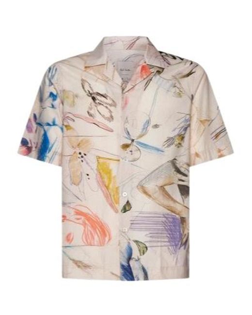 Paul Smith White Sketchbook Print Short-Sleeved Shirt for men