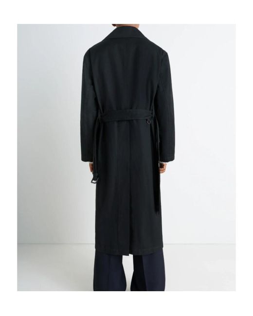 Lemaire Black Double-Breasted Trench Coat for men