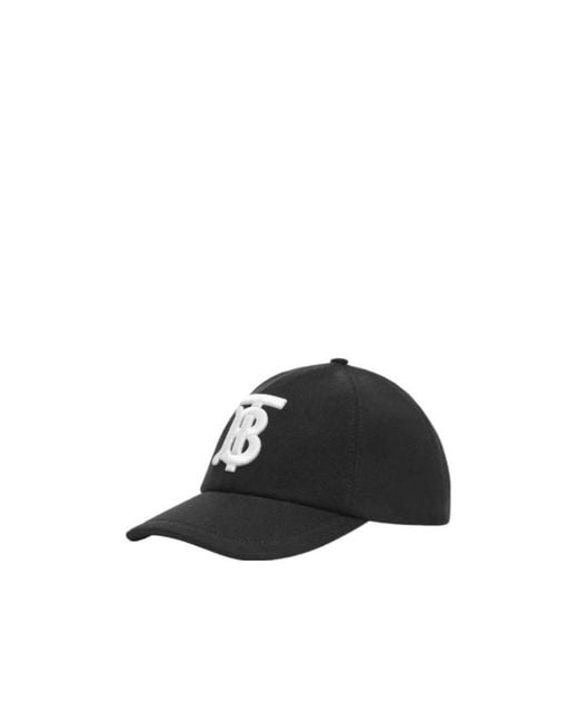 Burberry Black Embroidered Tb Baseballl Hat for men