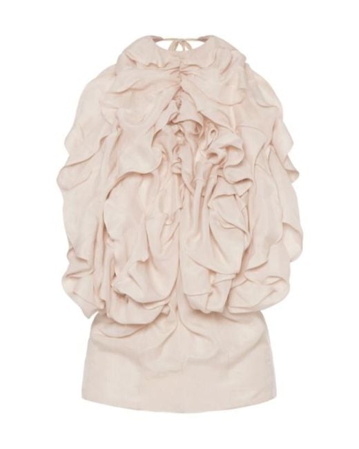 Maison Margiela Natural Ruffled Open Back Top