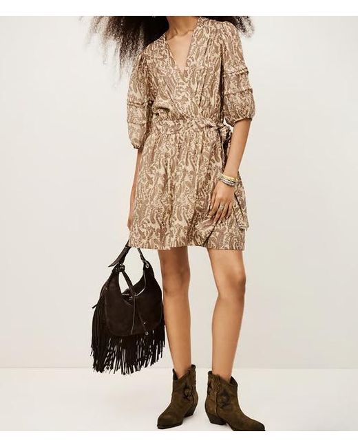 Ba&sh Natural Teodora Printed Wrap Mini Dress