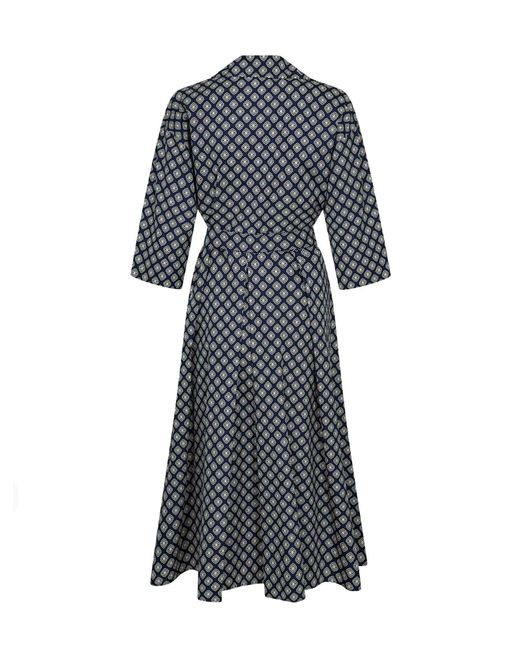 Weekend by Maxmara Blue Pattern-Printed Belted Dress