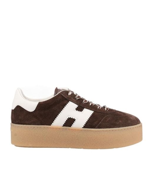 Hogan Brown Side H Patch Sneakers