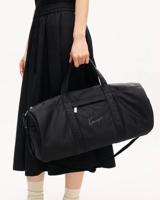 KENZO Signature Logo Embroidered Duffle Bag in Black for Men | Lyst UK