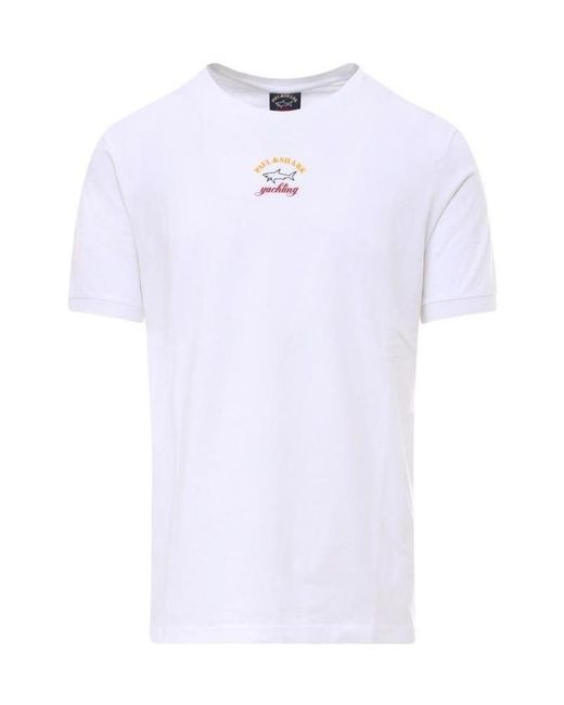 Paul & Shark White Crew Neck Printed Logo T-Shirt for men