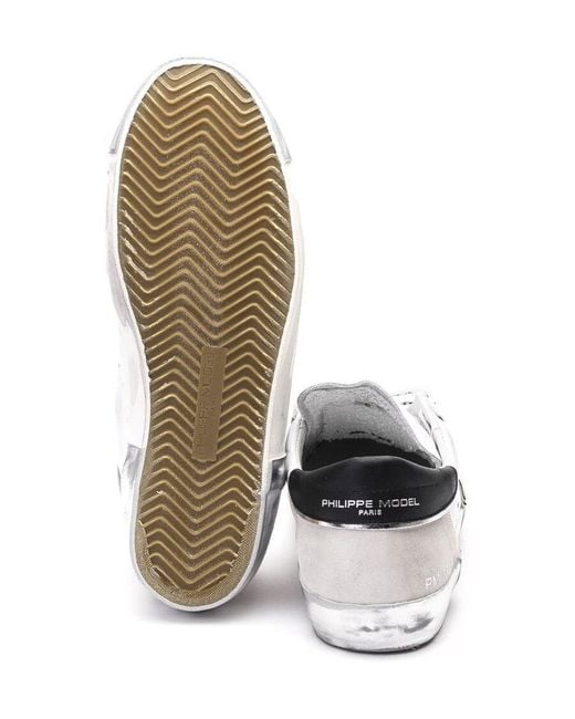 Philippe Model White Prsx Dirt Marks Low-Top Sneakers