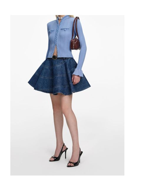 Self-Portrait Blue Flared-Sleeve Cardigan