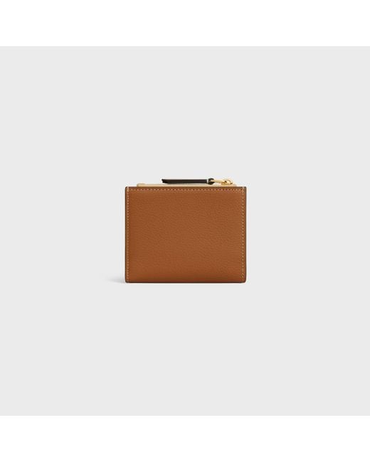 Céline Brown Compact Wallet Triomphe Stamp