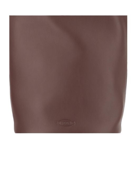 Tod's Brown Logo Embossed Bucket Bag