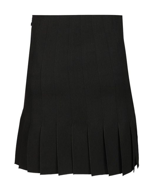 Marni Black Pleated Wool Mini Skirt