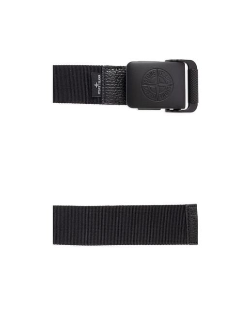 Stone Island Blue Compass-Logo Buckle Belt for men