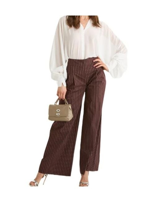 Patrizia Pepe Purple Striped Wide-Leg Trousers