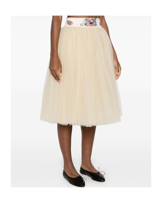 Bode Natural Sunset Lily Midi Skirt