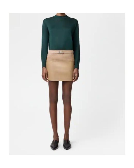 Tod's Natural Belted Leather Mini Skirt