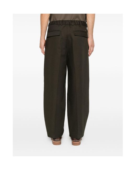 Herno Gray Pleated Wide-Leg Trousers for men