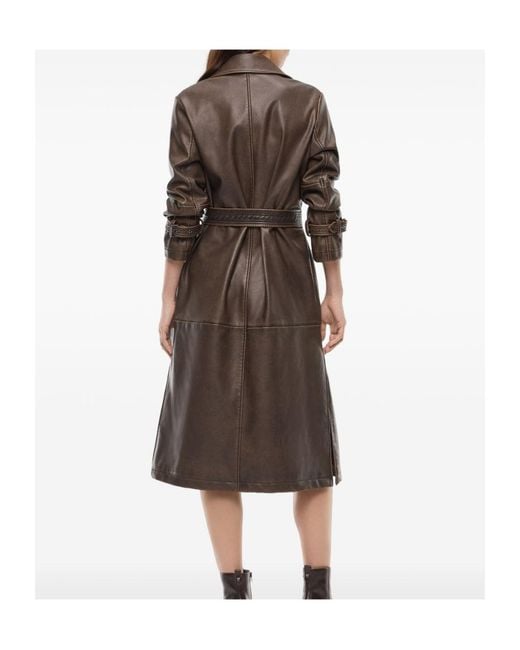 Pinko Brown Double-Breasted Belted Coat
