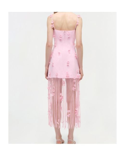 Jonathan Simkhai Pink Juliana Floral Fringed Midi Dress