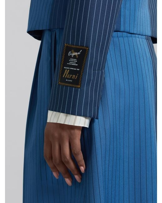 Marni Blue Pinstriped Shirt Jacket