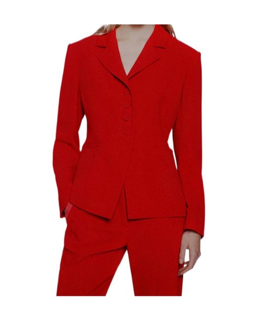 Marella Red Semi-Fitted Envers Satin Blazer