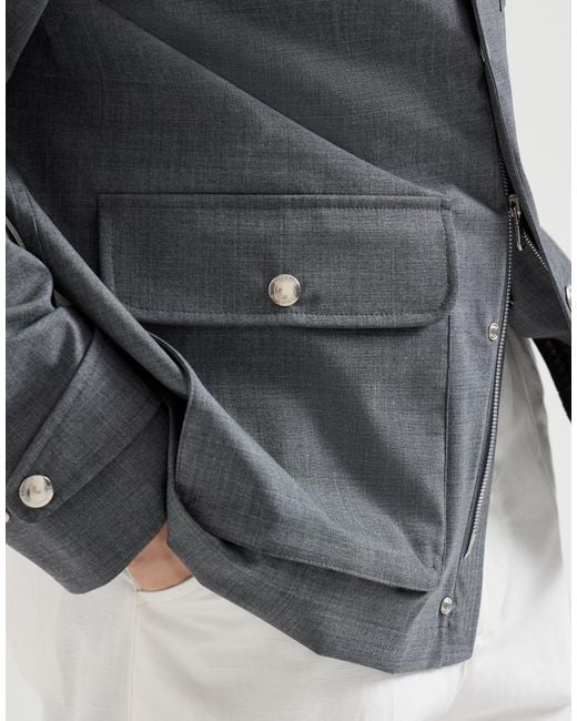 Brunello Cucinelli Gray Wool Jacket for men