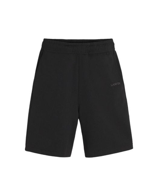 Lanvin Black Logo Embroidered Bermuda Shorts for men