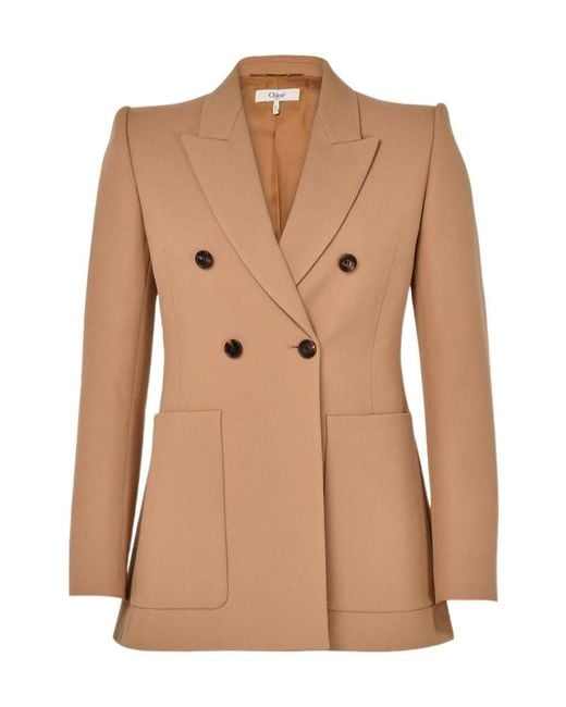 Chloé Natural Double-Breasted Blazer