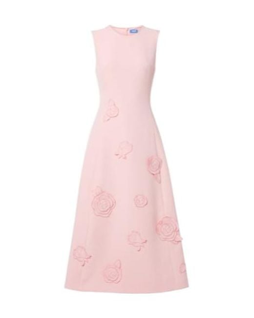 Leo Pink C Floral-Appliqué Cocktail Dress