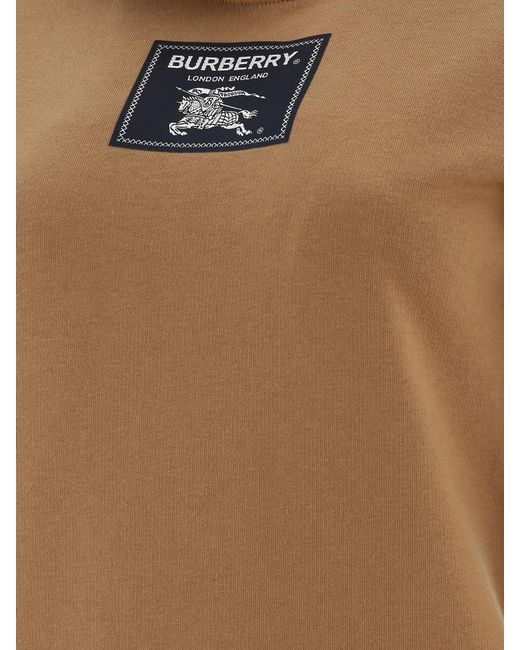 Burberry Brown Logo Patch Drawstring Hoodie