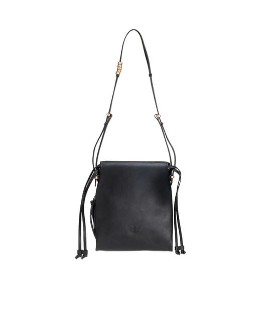 Pinko Black Mini Slouchy Drawstring Shoulder Bag
