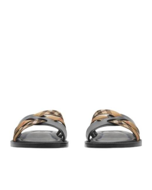 Burberry Brown Check Drift Sandals for men