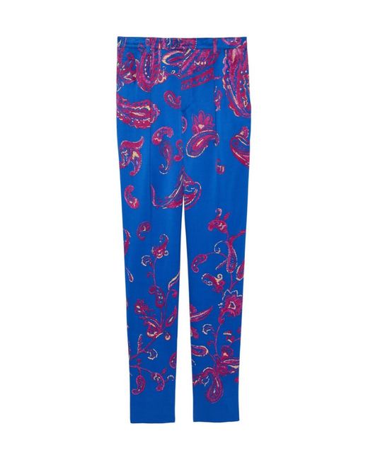 Saint Laurent Blue Paisley-Print Tailored Trousers for men