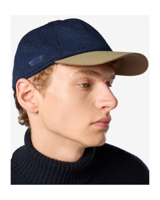 Sease Blue Contrast-Brim Cashmere Cap for men