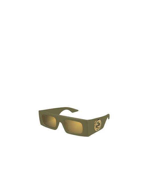 Gucci Yellow Eyewear Rectangular Frame Sunglasses