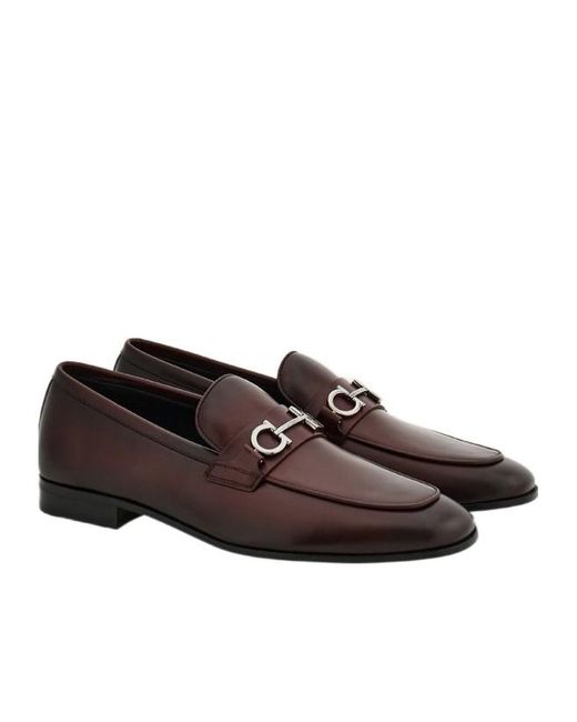 Ferragamo Brown Gancini Embellished Loafers for men