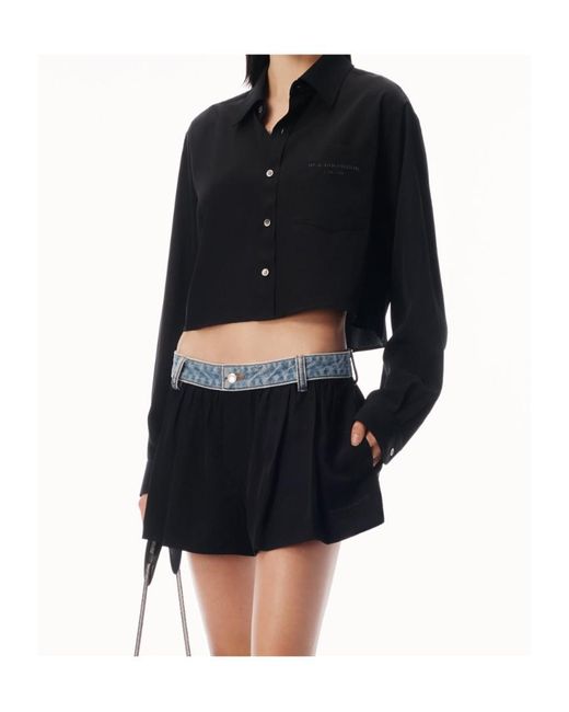 Alexander Wang Blue Cropped Button-Down Shirt